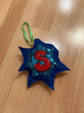 Target Blue Star Sequin 'S' Holiday Ornament with Red Accent